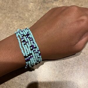 Beaded Bracelet with Blue and Purple Accents